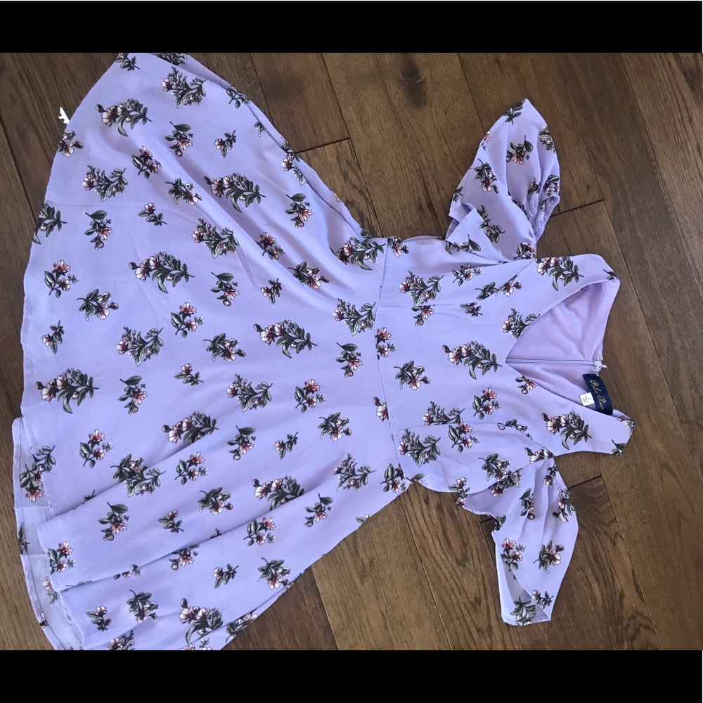 Purple floral off the shoulder dress